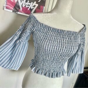 Ruched Stretchy striped flowy princess top